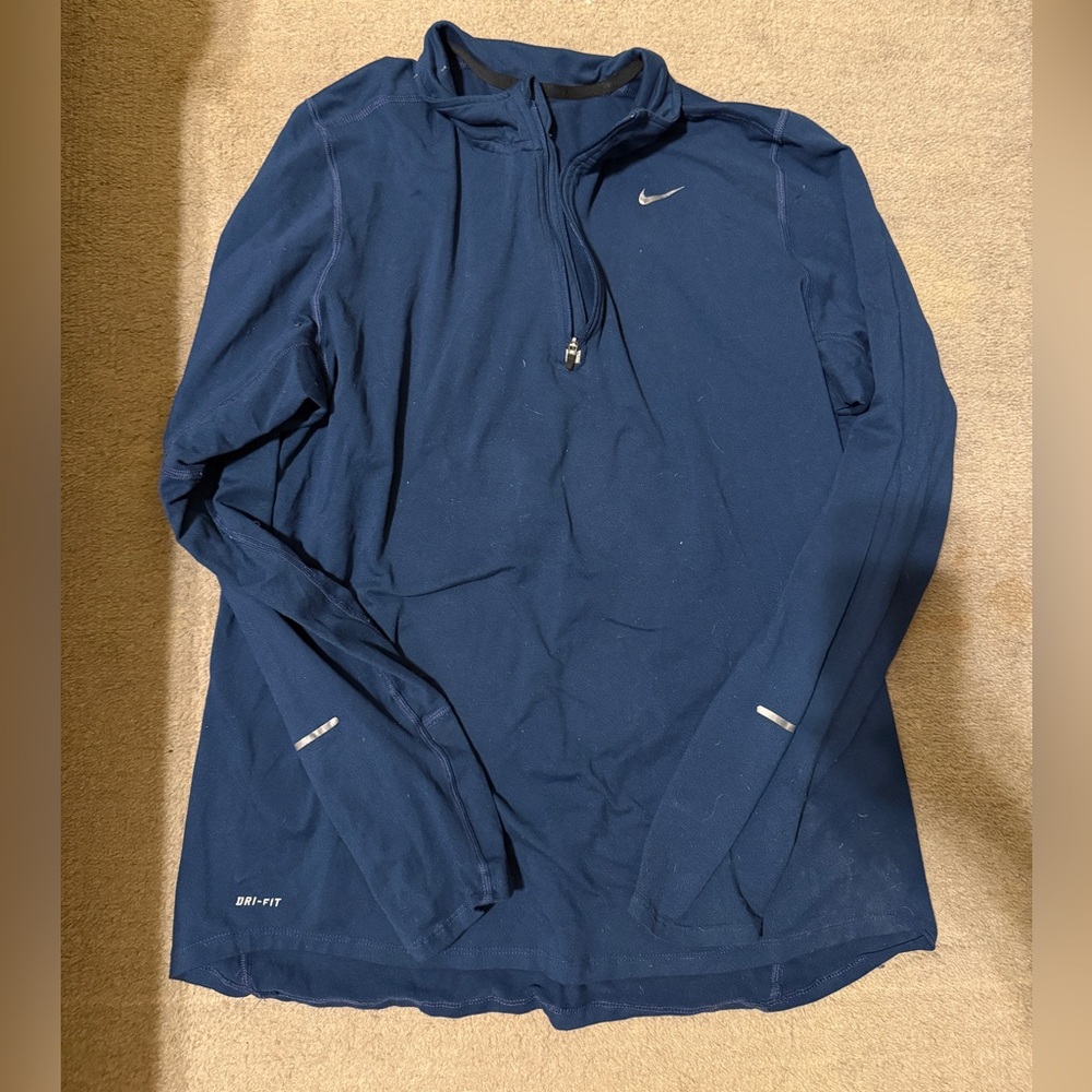 Nike Men’s Navy Dri-FIT Quarter Zip Running Pullover Size Large